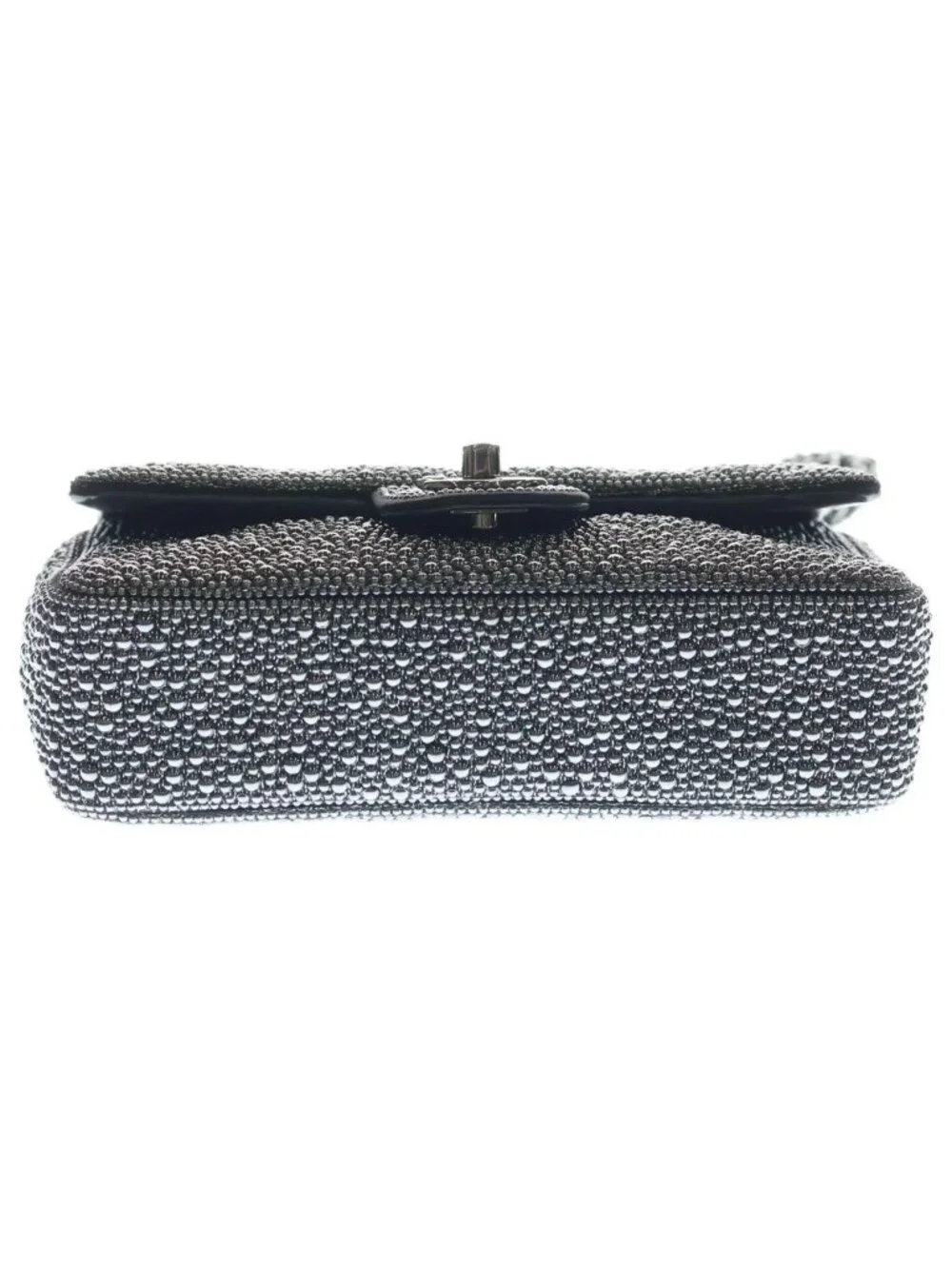 Chanel Pearl Evening Quilted Lambskin Leather S Flap Chain Shoulder Bag Silver